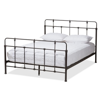 Queen Ginette Vintage Industrial Antique Finished Metal Platform Bed Black - Baxton Studio