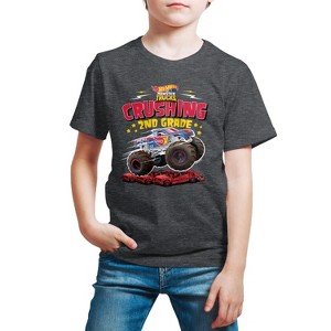 Boys' - Hot Wheels - Monster Trucks Crushing 2nd Grade Short Sleeve Graphic T-Shirt - 1 of 4
