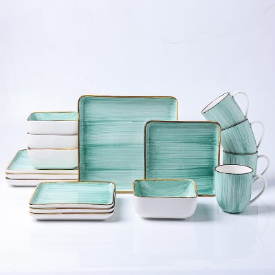 Stone Lain Esmeralda 16-Piece Porcelain Dinnerware Set, Service for 4