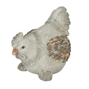 13" x 15" Magnesium Oxide Farmhouse Polystone Chicken Garden Sculpture Gray - Olivia & May: Outdoor Patio Decor, Tabletop Accent - 1 of 4