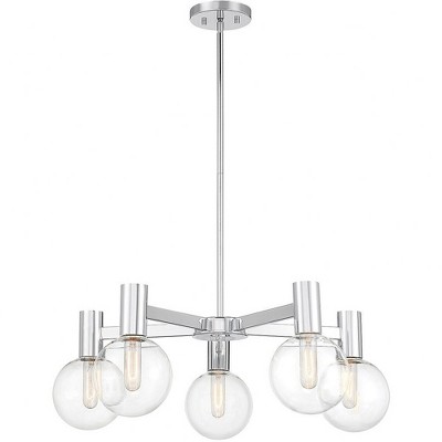 Wright Chrome 5-Light Chandelier with Clear Glass Shades