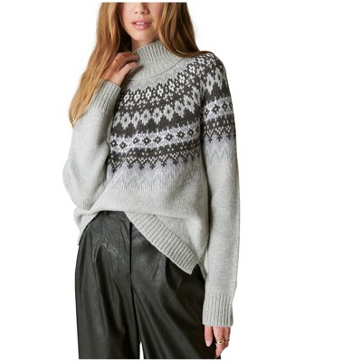 Lucky Brand Womens Fair Isle Yoke Turtle Neck Pullover Sweater