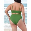 Women's Plus Size Two Piece Swimsuit Ribbed Bikini Spaghetti Straps Tankini Sets - Agnes Orinda - 4 of 4