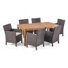 Christopher Knight Home Cobalt Outdoor Wicker and Acacia Wood 7 Piece Dining Set with Cushion, Teak/Multibrown - 2 of 4