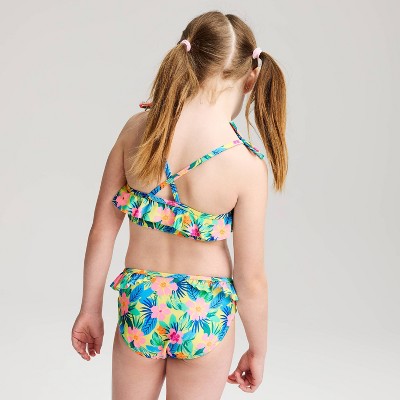 Cat & Jack Girls' Cabana Bloom Bikini Set - Cat & Jack™ Yellow L — фото 2