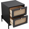 Modern Side Table with 2 Rattan Drawers, Elegant Design Nightstand, Rattan Craftsmanship Bedside Table, Multi-Functional, Stable &, Easy Assembly - 4 of 4