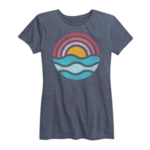 Women's - Instant Message - Simple Sunset Waves Short Sleeve Graphic T-Shirt - 1 of 4