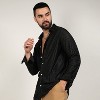 Campus Sutra Men Men's Onyx Black Curly-Creased Shirt - 3 of 4