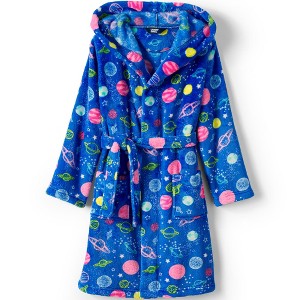 Lands' End Kids Hooded Fleece Solid Robe - 1 of 2