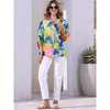 INSPIRE CHIC Women's Casual V Neck Floral Roll Up Long Sleeve Chiffon Button Down Fashion Blouses - 3 of 4