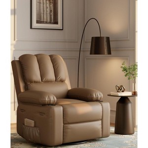 27" Recliner Chair for Adults, Manual Recliner with Cup Holders and Side Pockets, PU Leather Single Sofa with Ergonomic Design - 1 of 4