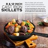 Cuisinel Cast Iron Skillet Set - 8" & 12" Pre-Seasoned Fry Pans with Heat-Resistant Handle Grips, Oven, Grill, Stovetop, BBQ, Campfire, Induction Safe - 4 of 4