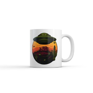 Crazy Dog Desert UFOs Mug Funny Sarcastic Alien Graphic Coffee Cup-11oz - 1 of 4