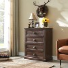 SinCiDo Farmhouse Dresser with 4 Drawer, 28" Wide Vertical Dresser, Wood Rustic Chest of Drawers Organizer Closet, for Living Room, Dark Gray - 4 of 4