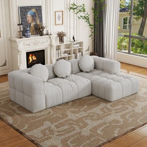 103" Chenille Upholstered L-Shaped Modular Sectional Sofa with 3 Pillows, Free Combination Sofa for Living Room, Apartment, and Bedroom - 1 of 4
