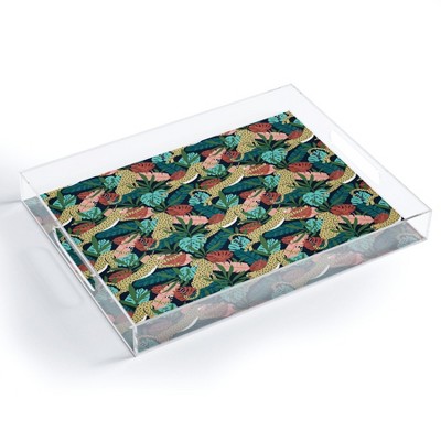 Heather Dutton Spotted Jungle Cheetahs Midnight 15.5" x 12" Acrylic Tray - Deny Designs