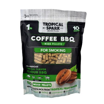Tropical Spark Wood Pellets  Perfect for BBQ, Smoking, Grilling, Bake, Roast, Braise  Premium 100% All-Natural  Coffee Wood  1 lb. Bag