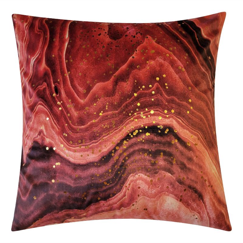20&#34;x20&#34; Oversize Lava Printed with Metallic Velvet Square Throw Pillow Copper - Edie@Home, 1 of 7