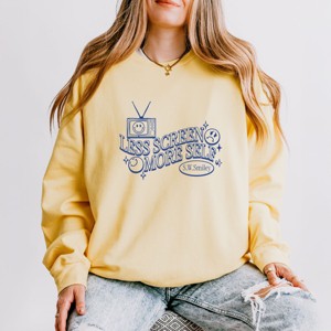S.W.Smiley Less Screen More Self - Women's Lightweight Garment Dyed Sweatshirt - 1 of 4