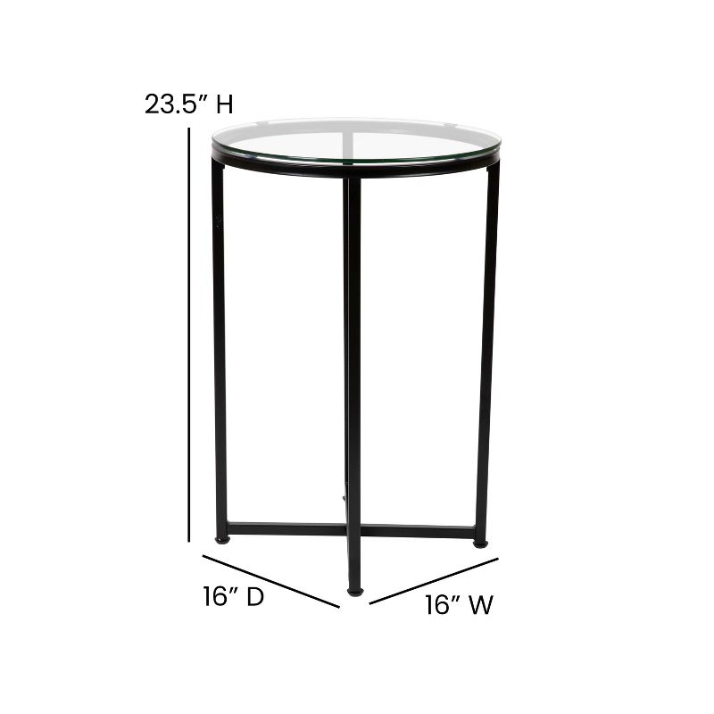 Flash Furniture Greenwich Collection End Table - Modern Clear Glass Accent Table with Crisscross Matte Black Frame, 5 of 12
