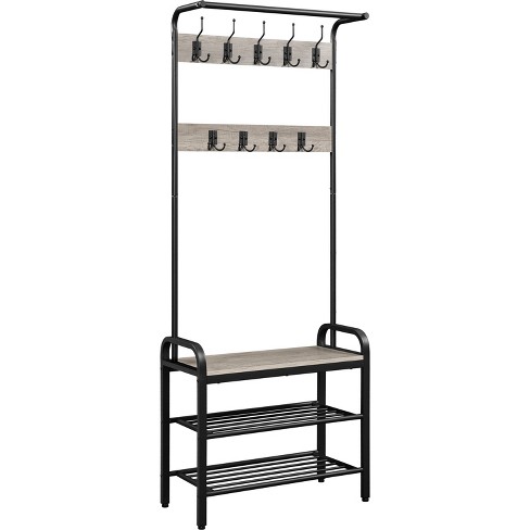 Costway 71'' Coat Rack Hall Tree With Shoe Bench Industrial Entryway  Storage Shelf With Hooks : Target