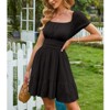 EXLURA Women's 2025 Summer Short Puff Sleeve Casual Short Mini Dresses Tie Back Square Neck A-Line Sundress - 4 of 4