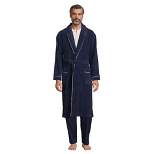 Lands' End Men's Calf Length Piped Turkish Terry Robe