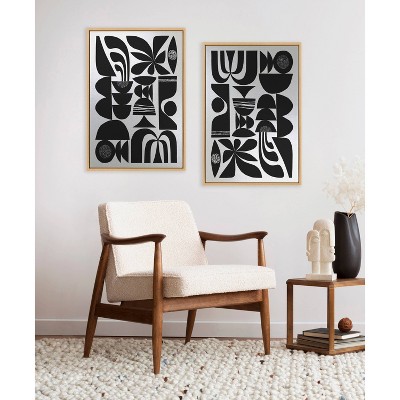 Kate & Laurel All Things Decor 23"x33" Sylvie MCM Plant BW Framed Canvas Art: Rachel Lee Design