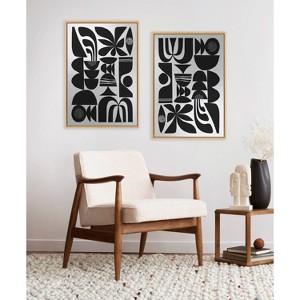 Kate & Laurel All Things Decor 23"x33" Sylvie MCM Plant BW Framed Canvas Art: Rachel Lee Design - 1 of 4