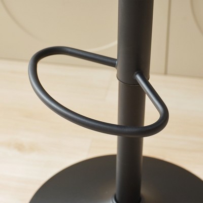 Adjustable Brown Faux Leather Swivel Bar Stools with Nailhead Trim, Set of 2