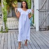 ADR Women's Cotton Nightgown, Short Sleeve Lace Trimmed Button Up Long Vintage Night Dress Gown - 4 of 4