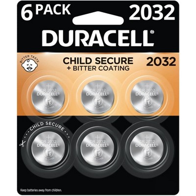 Duracell 2032 Batteries Lithium Coin Button - 6 Pack - Specialty Battery w/ Bitterant Technology