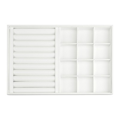 Unique Bargains PU Leather White Jewelry Organizer Trays with Removable Dividers