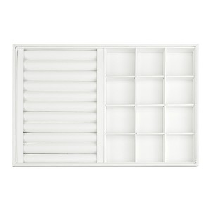 Unique Bargains PU Leather White Jewelry Organizer Trays with Removable Dividers - 1 of 4