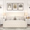 Bed With Frame And Headboard,Wide Wingback Upholstered Bed,Velvet Fabric Bed With Deep Tufted Buttons,RGB LED Light Strip-Cuddlewood - 3 of 4