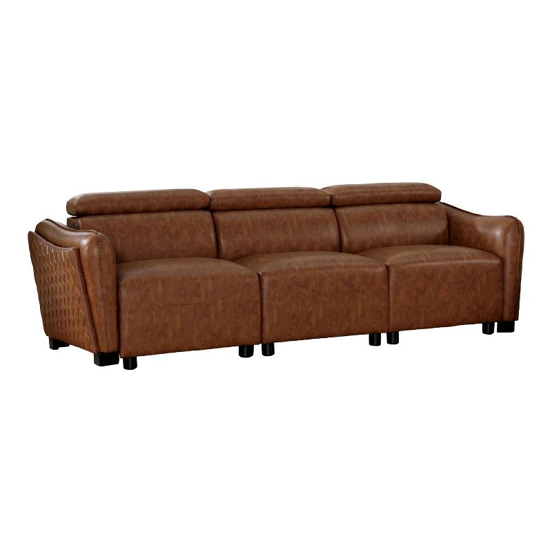 HOMES: Inside + Out 101.5&#34; Nightwhisper Mid Century Modern Sofa with Adjustable Headrest Brown, 1 of 11