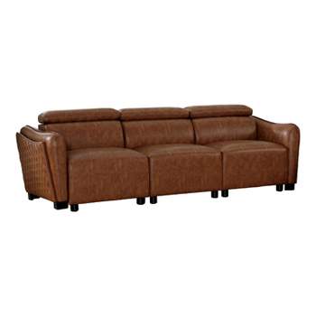 HOMES: Inside + Out 101.5" Nightwhisper Mid Century Modern Sofa with Adjustable Headrest Brown