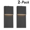 ALOADECOR Modern Simple Sqaure Integrated LED Outdoor Wall Sconce with Dusk to Dawn Sensor in Matte Black for Porch Patio (¨2 Pack) - 3 of 4