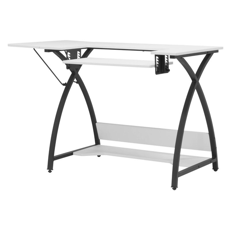 Comet Plus Sewing/Office Table with Fold Down Top, Height Adjustable Platform and Bottom Storage Shelf Black/White - Sew Ready, 5 of 17