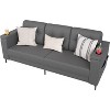Acekool Modern Sofa Bed, 3-Seat Couch with Storage Armrests, Side Pockets & Cup Holder, Upholstered Sleeper for Living Room or Apartment - 3 of 4