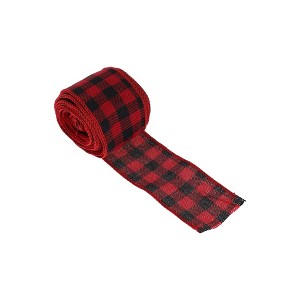 Unique Bargains Gift Wrap Ribbons Plaid Faux Linen 179.13"x1.97" 1 Pc - 1 of 4