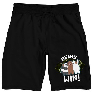 We Bare Bears Bears Win Men's Black Sleep Pajama Shorts - 1 of 4