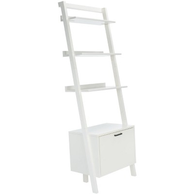 White 3-Tier Ladder-Style Etagere with Bottom Drawer