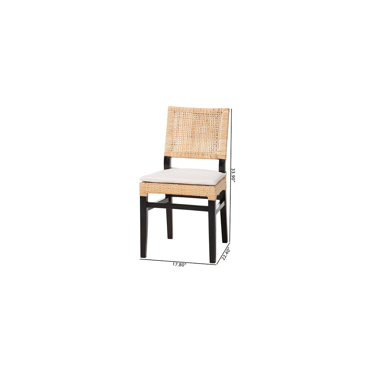 bali & pari,Lesia Rattan Dining Chair with Mahogany Frame and Cushion, Espresso - thumbnail 7