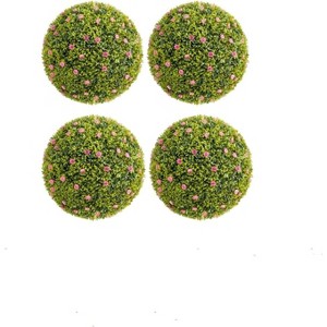 Artificial Plant Topiary Ball, Decorative Artificial Boxwood Balls with Flowers - 1 of 4