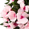 Allstate Floral 13.5" Pink New Guinea Impatiens Artificial Silk Floral Bouquet - 4 of 4