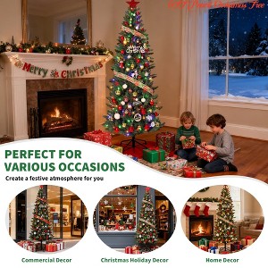 6FT/7.5FT/9FT Pencil Christmas Tree with 200+ Lights, Slim Artificial Xmas Tree for Small Spaces, Home, Office, Apartment, Holiday Decor - 1 of 4