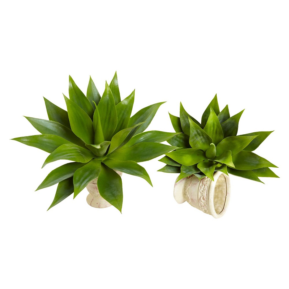 Photos - Garden & Outdoor Decoration Nearly Natural 17" Agave Succulent Plant (Set of 2)