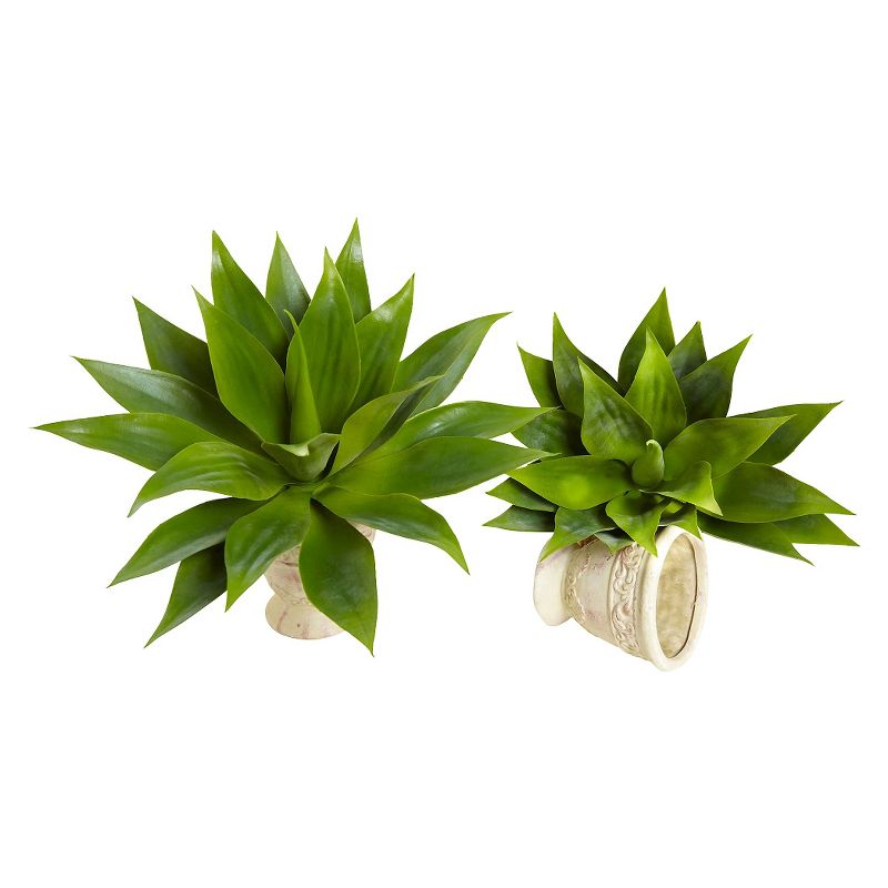Nearly Natural 17" Agave Succulent Plant (Set of 2), 1 of 6