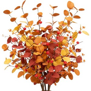 Attop 6 Pcs Aritificial Eucalyptus Stems Fall Decorations Leaves Spray Autumn Decorations with Fall Eucalyptus Branches - 1 of 4